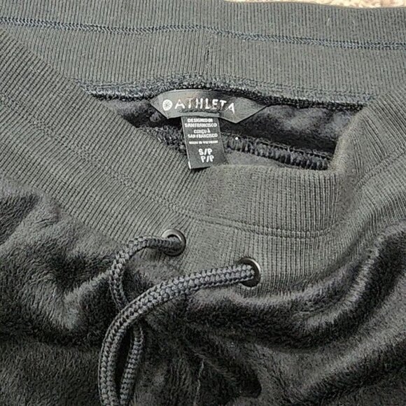 Athleta Recovery Cozy Karma Joggers Small Black Velour Pants Athletic Lounge - Picture 6 of 8